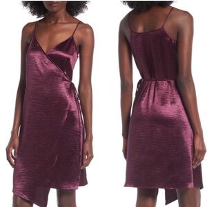 Leith Asymmetrical Slip Dress in Mulberry - Satin Finish Spaghetti Strap Size S